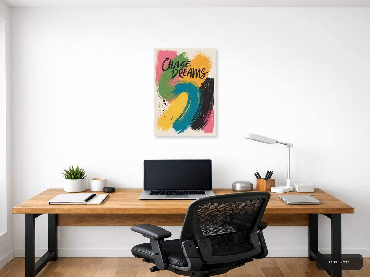 Chase Dreams Abstract Colorful Brushstrokes Wall Art — A2 / Office