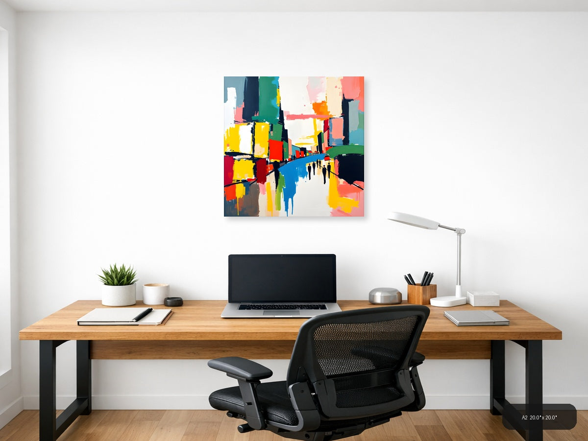 Colorful Abstract Urban Street Scene Wall Art — A2 / Office