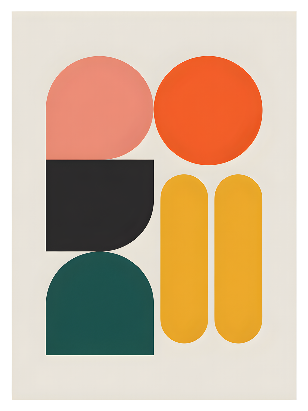 Minimalist Geometric Shapes Abstract Retro Wall Art