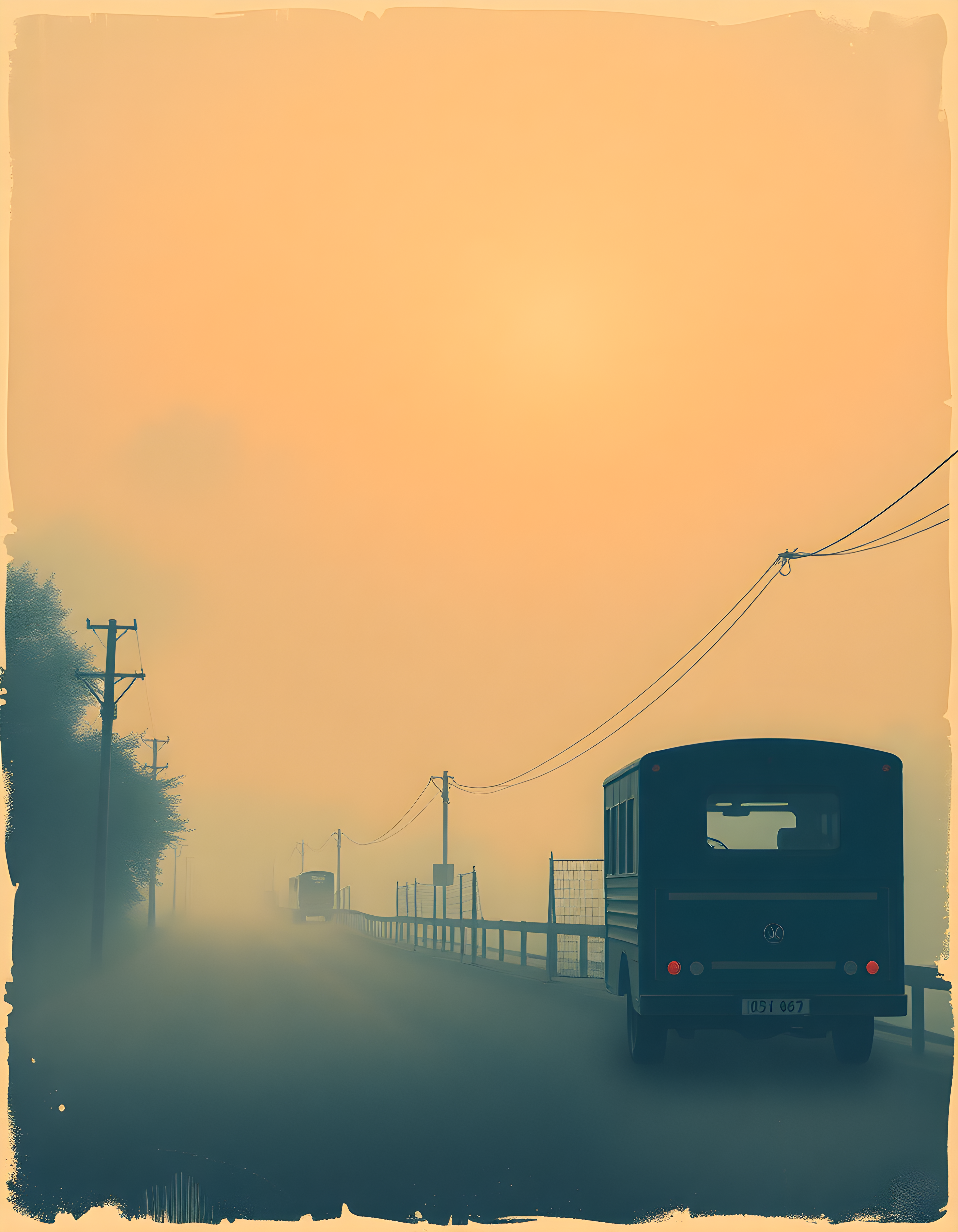 Vintage Misty Road Truck Journey - Retro Wall Art