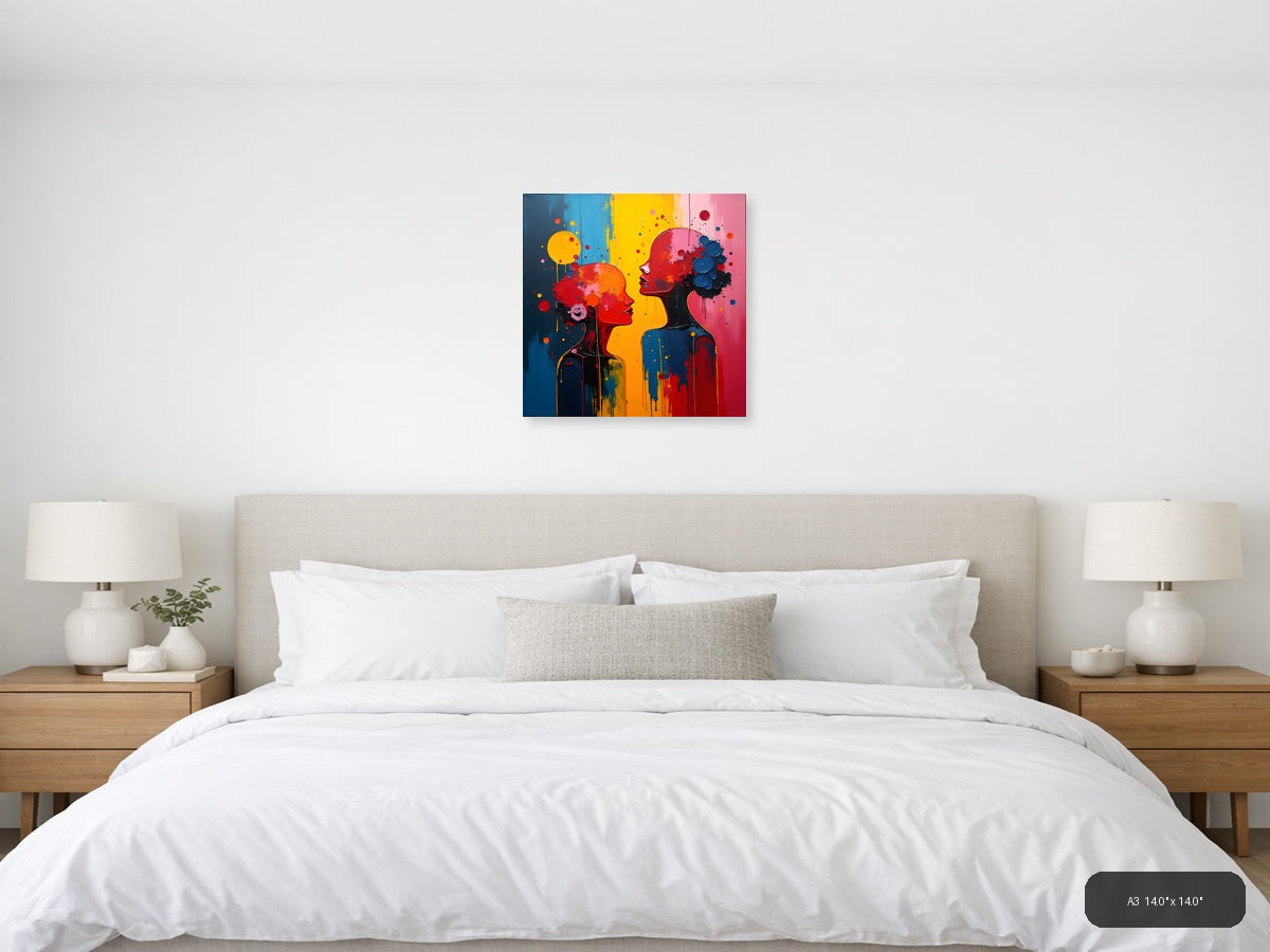 Colorful Abstract Silhouettes Communication Wall Art — A3 / Bedroom