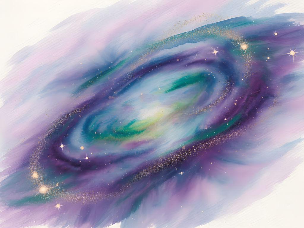 Cosmic Galaxy Watercolor Swirl Purple Green Wall Art