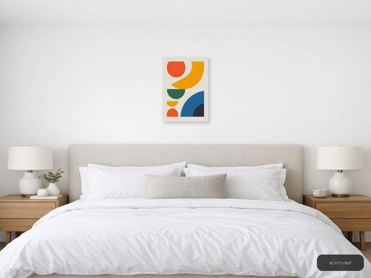 Minimalist Geometric Shapes Colorful Abstract Wall Art — A3 / Bedroom