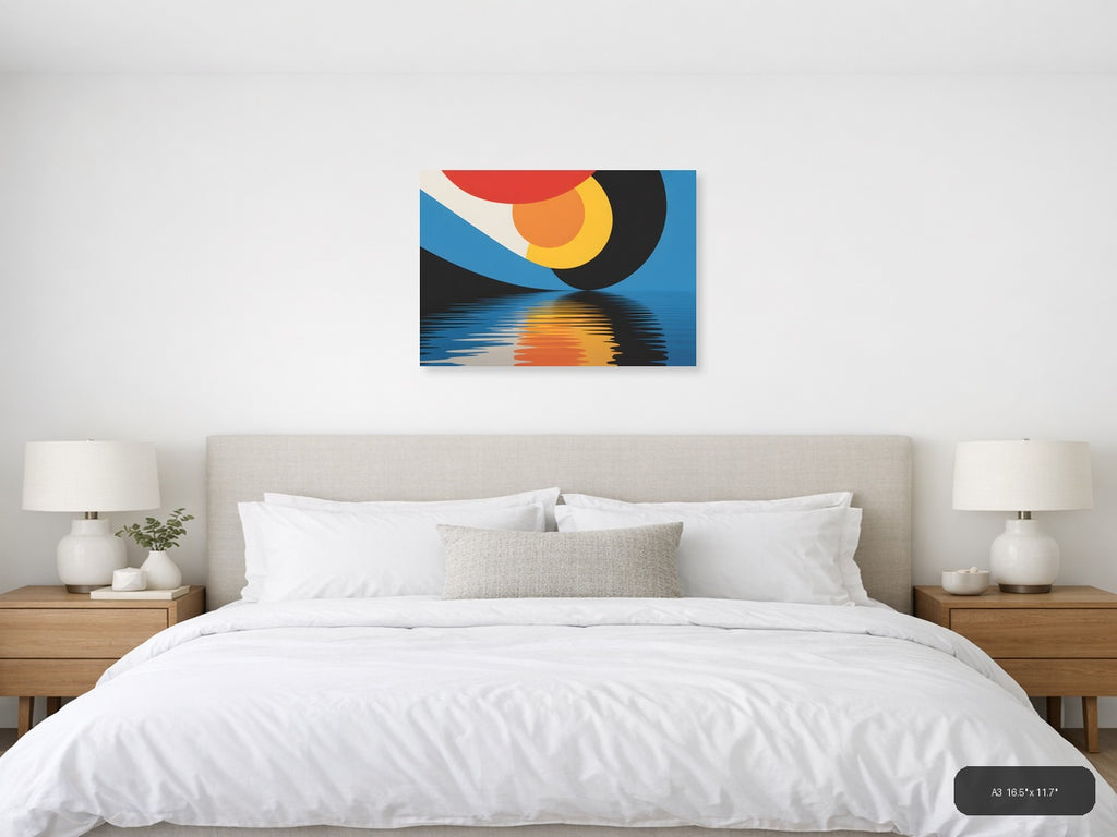 Abstract Sunset Reflection Modern Photography Wall Art — A3 / Bedroom