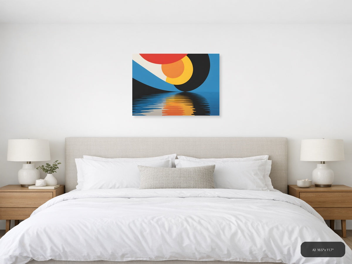 Abstract Sunset Reflection Modern Photography Wall Art — A3 / Bedroom