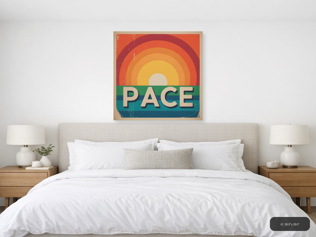 Vintage Rainbow Sunset Peace Retro Wall Art — A1 / Bedroom