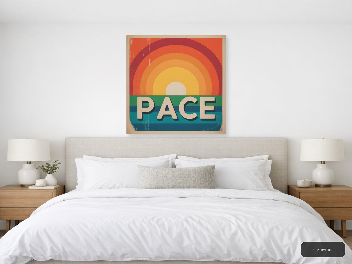 Vintage Rainbow Sunset Peace Retro Wall Art — A1 / Bedroom