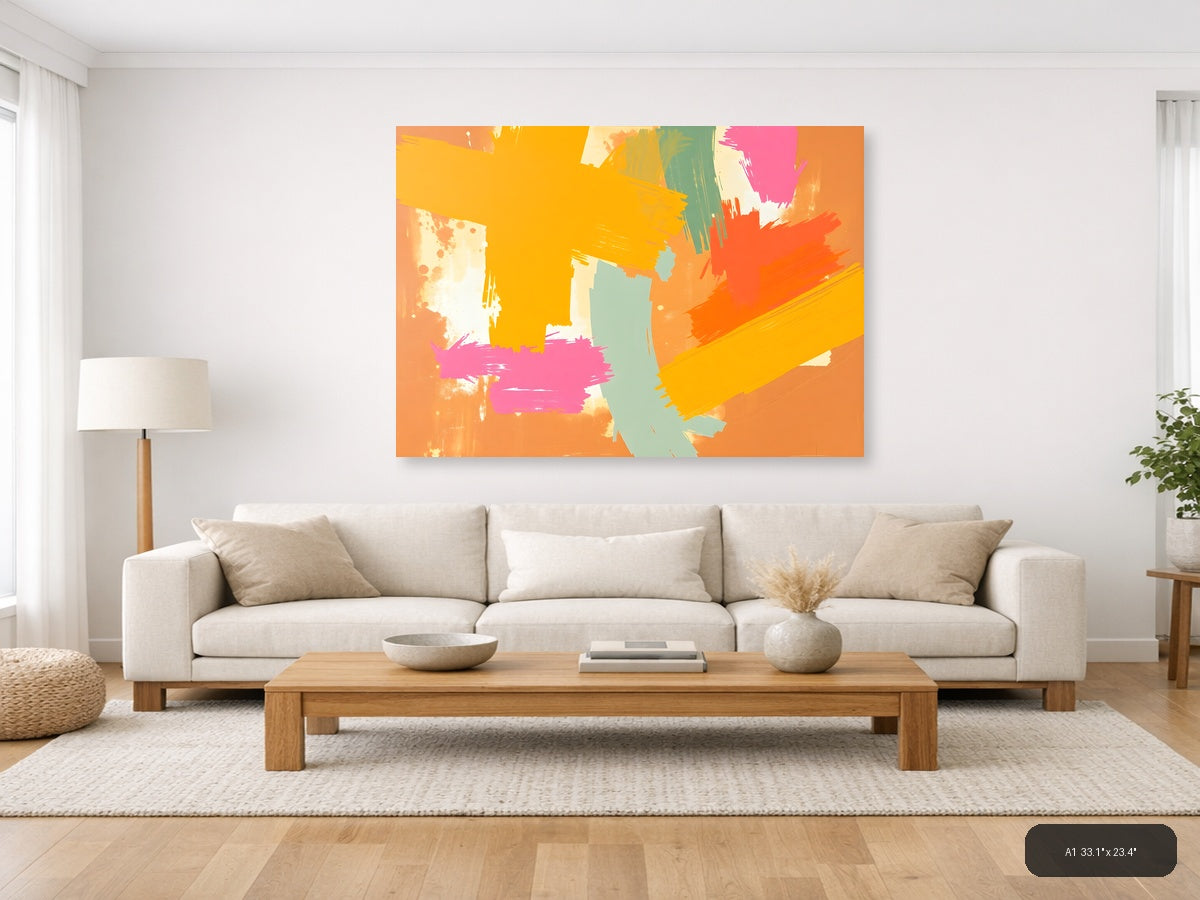 Vibrant Abstract Brushstrokes Modern Wall Art — A1 / Living Room
