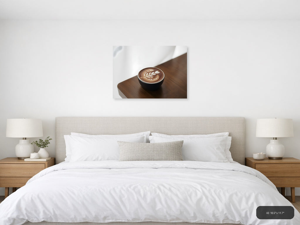 Minimalist Latte Art Coffee Cup Wall Art — A3 / Bedroom