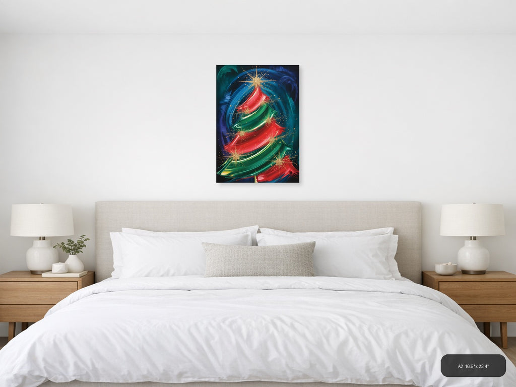 Abstract Christmas Tree Gold Sparkle Wall Art — A2 / Bedroom