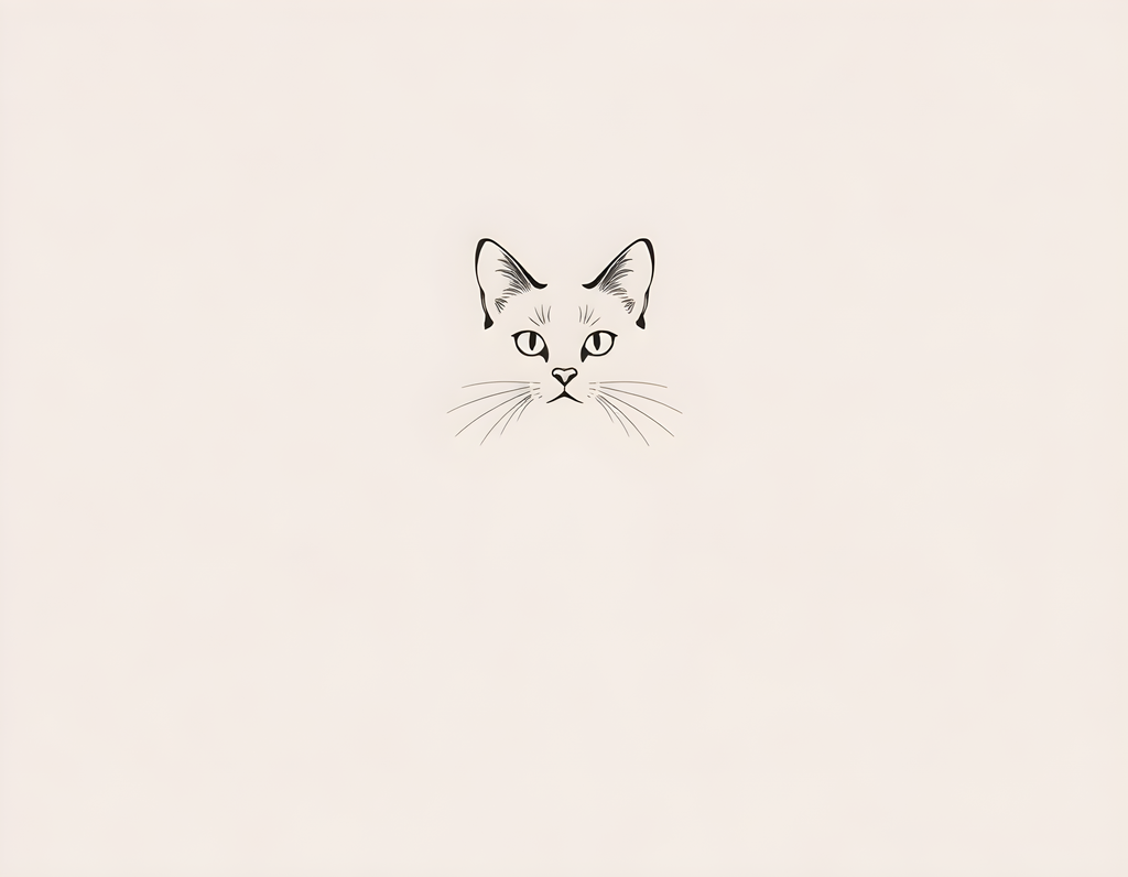 Minimalist Cat Face Line Drawing Wall Art
