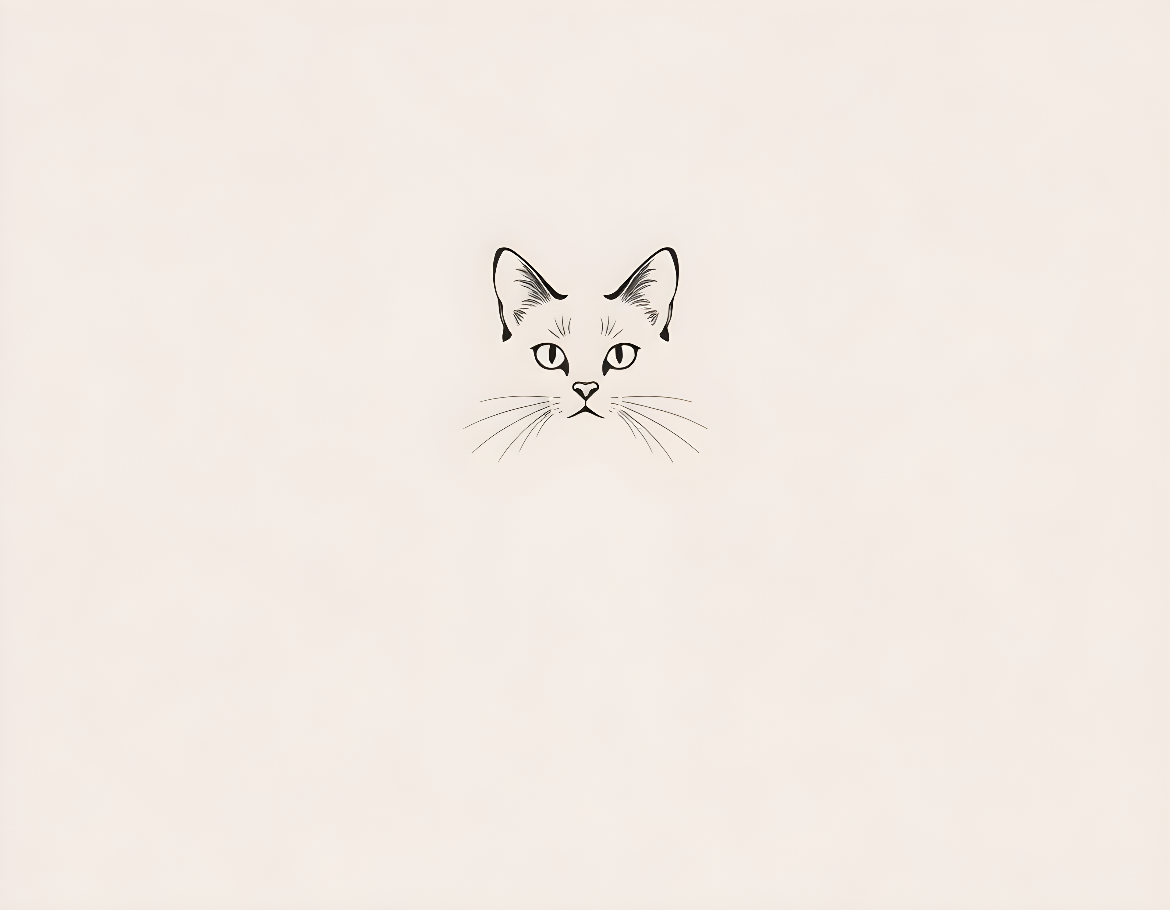 Minimalist Cat Face Line Drawing Wall Art