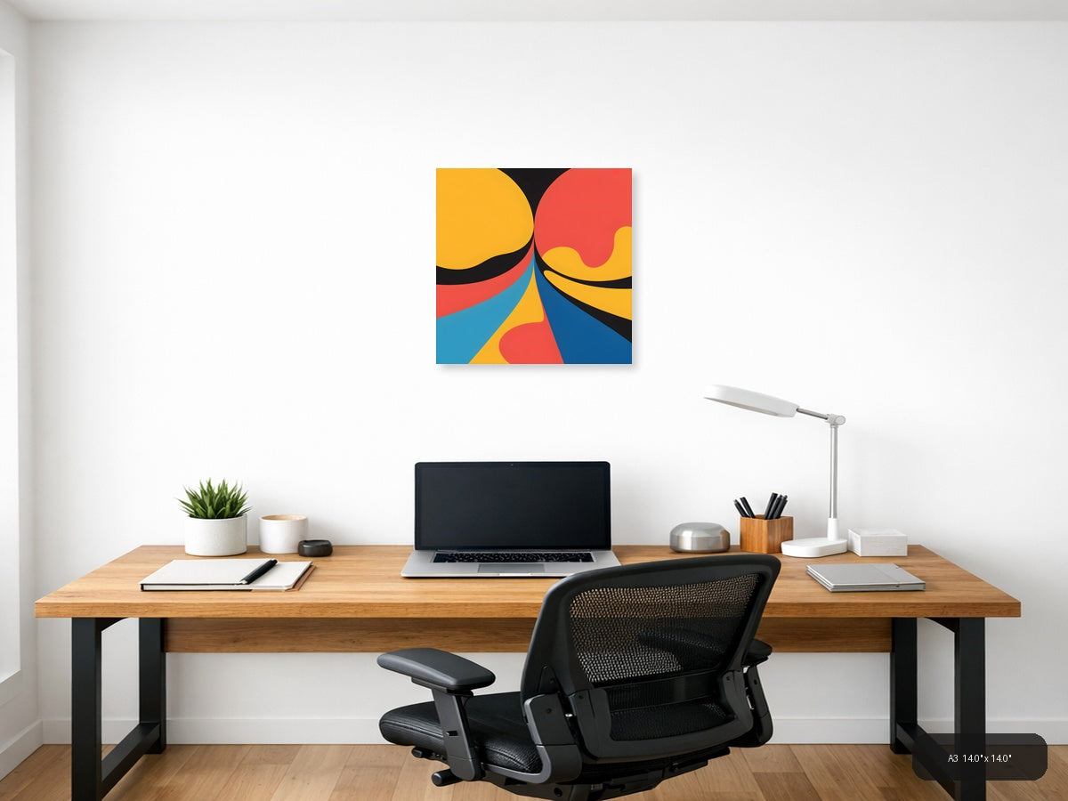 Abstract Geometric Waves Colorful Modern Wall Art — A3 / Office