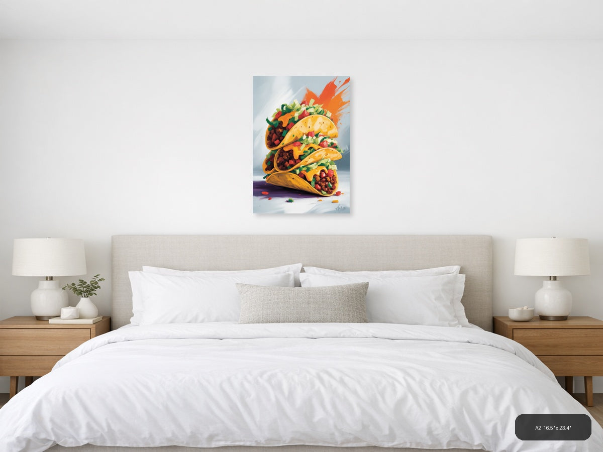 Tacos — Abstract (Portrait) Canvas Print | Abstract Wall Art | A4 A3 A2 A1 — A2 / Bedroom