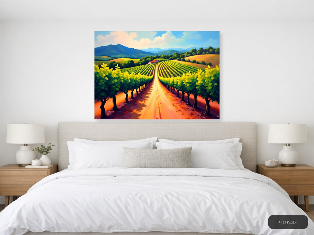 Vineyard Path Abstract Landscape Wall Art — A1 / Bedroom