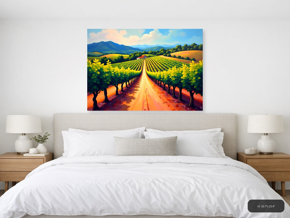 Vineyard Path Abstract Landscape Wall Art — A1 / Bedroom