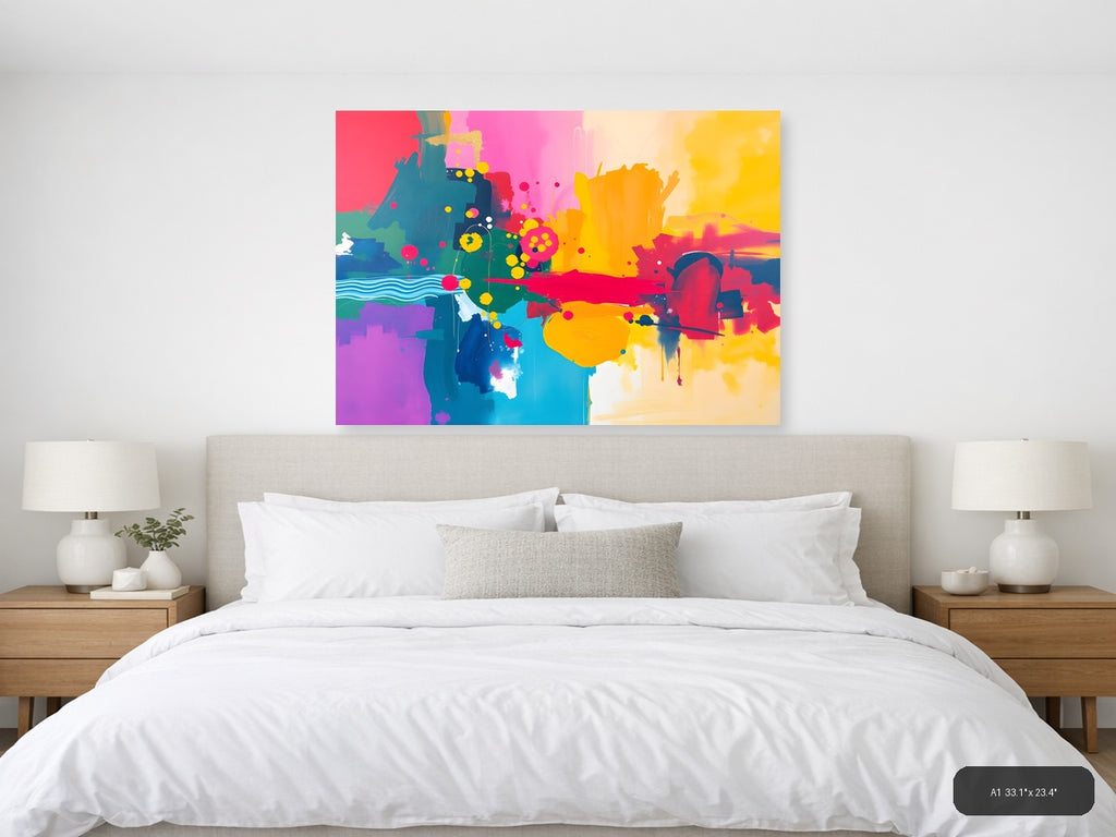 Vibrant Abstract Landscape Colorful Modern Wall Art — A1 / Bedroom