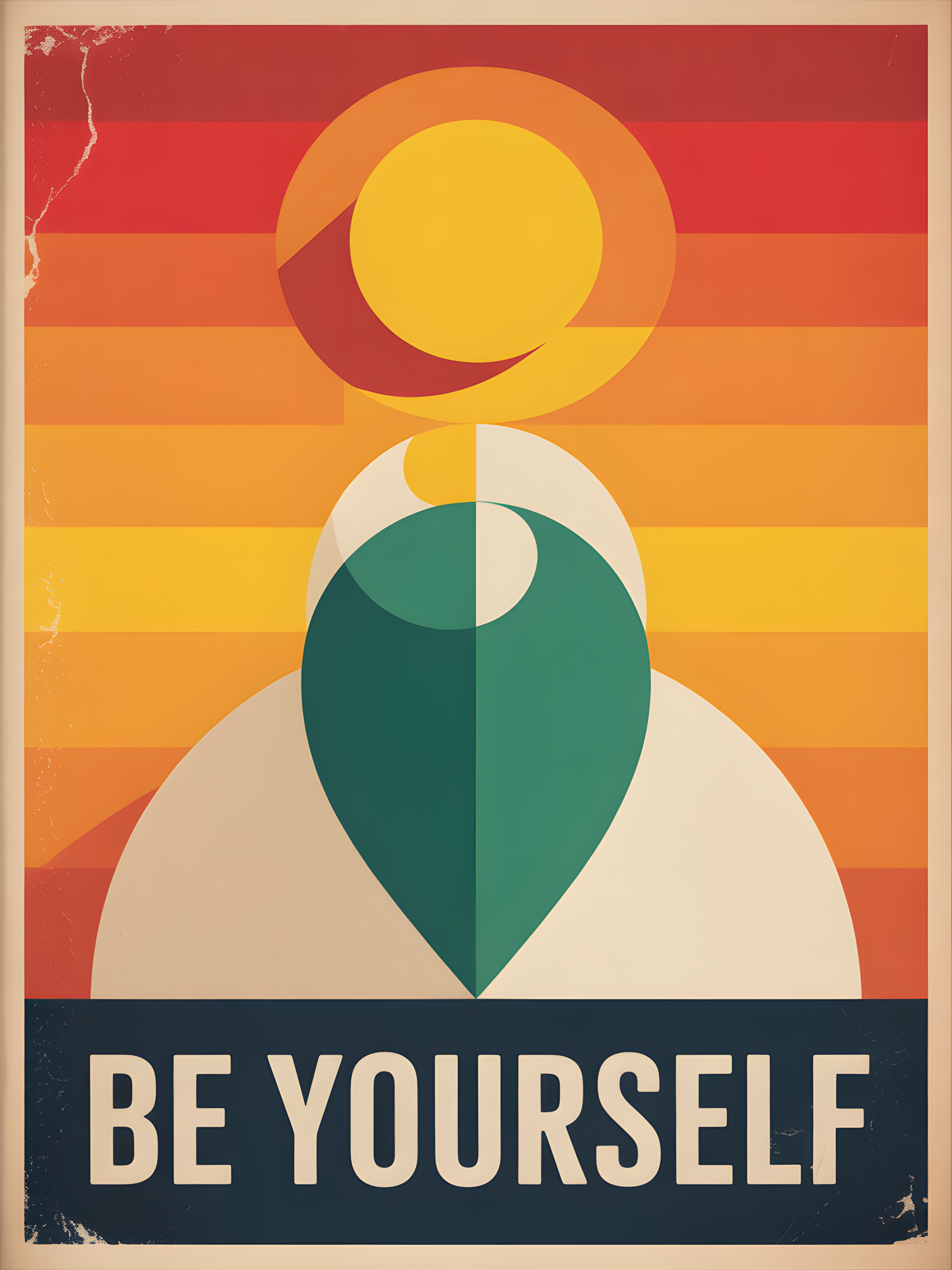 Be Yourself Vintage Retro Portrait Wall Art