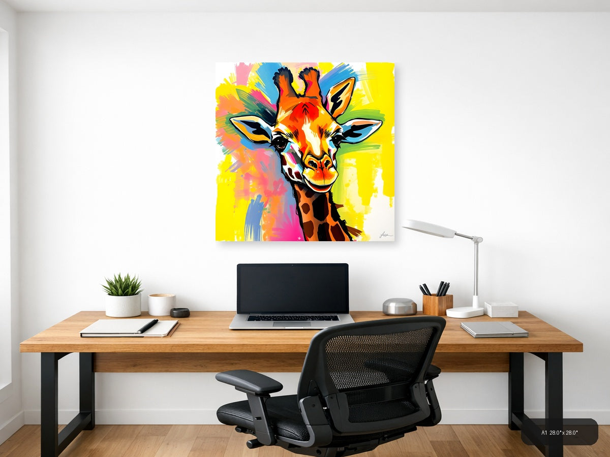 Colorful Abstract Giraffe Pop Art Wall Art — A1 / Office