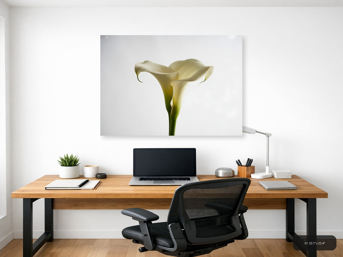 White Calla Lily Minimalist Botanical Wall Art — A1 / Office