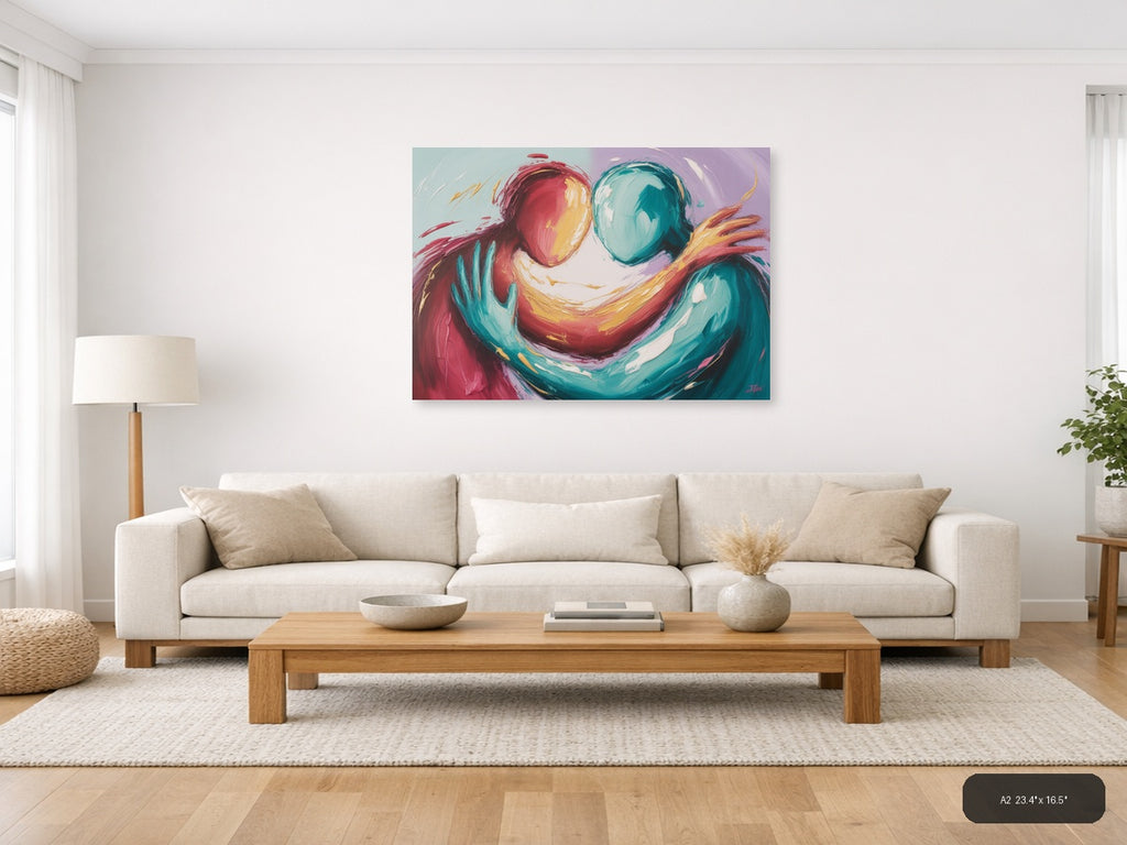 Abstract Colorful Figures Embracing Modern Wall Art — A2 / Living Room