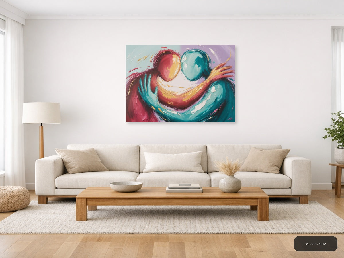 Abstract Colorful Figures Embracing Modern Wall Art — A2 / Living Room