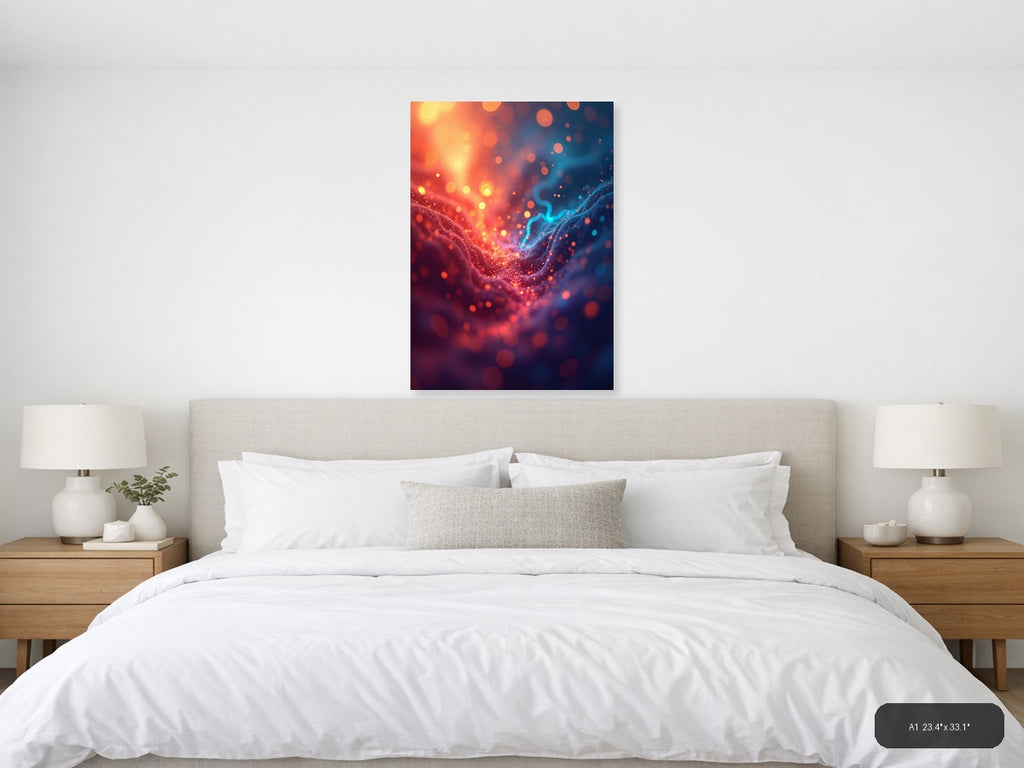 Abstract Glowing Energy Wave Red Blue Wall Art — A1 / Bedroom