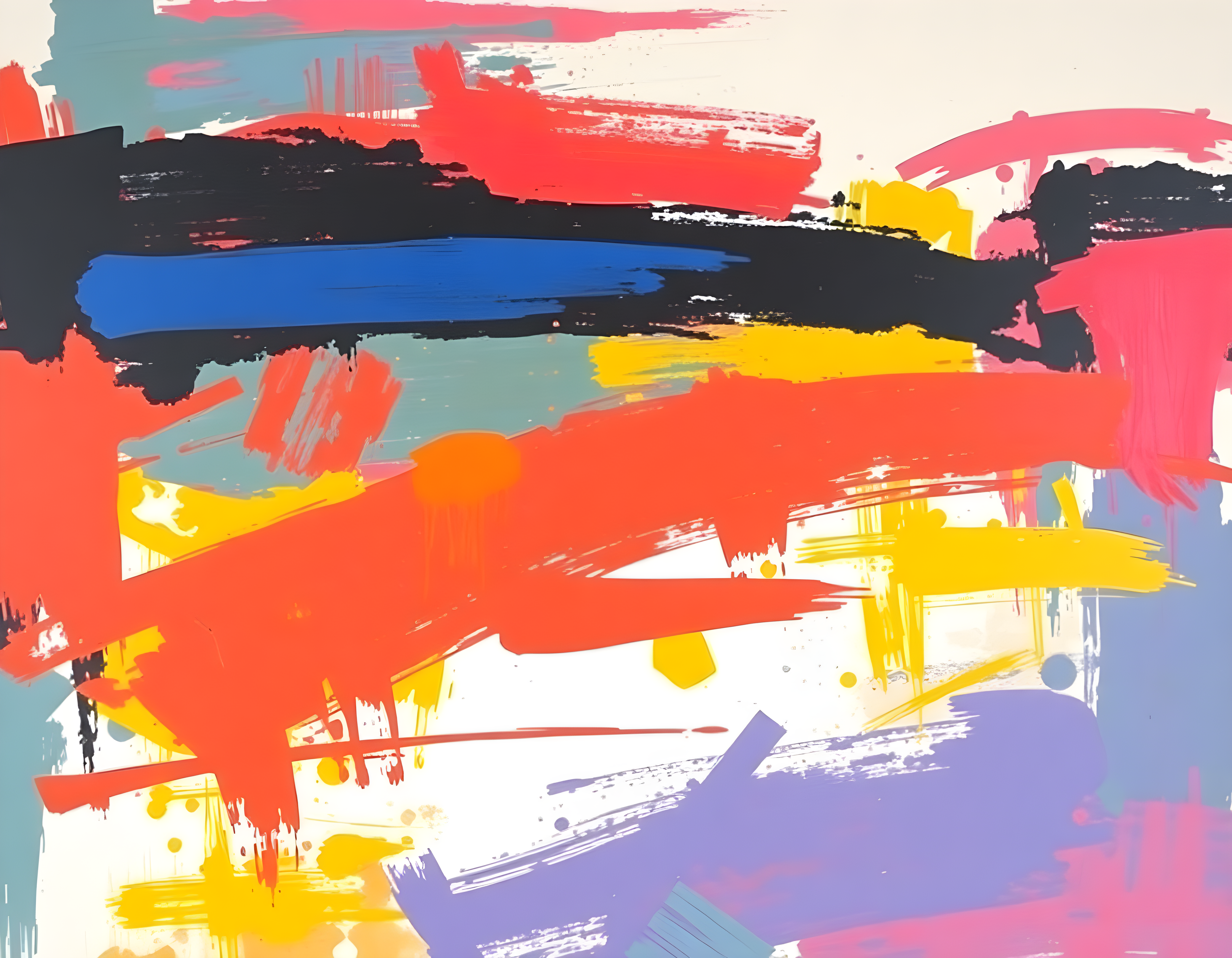 Colorful Abstract Brushstrokes Landscape Wall Art