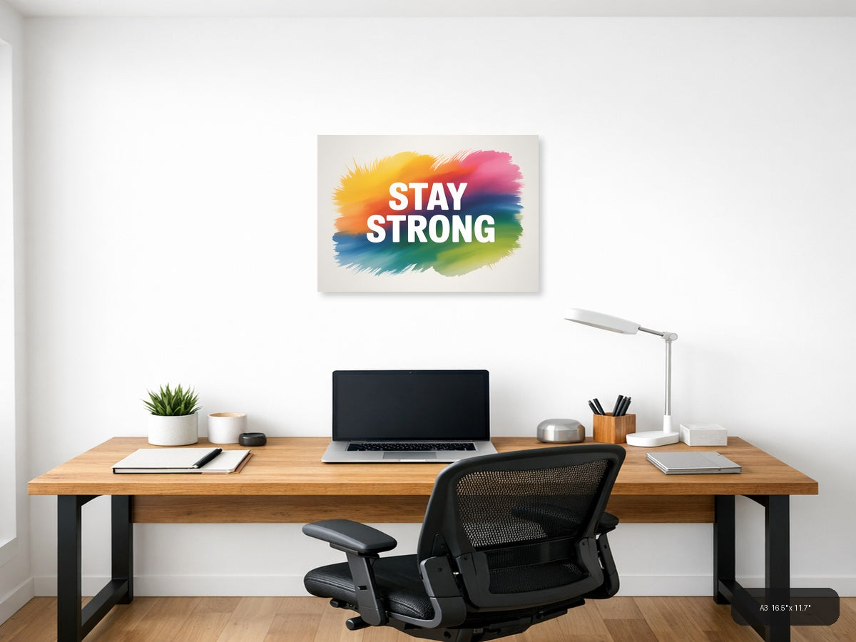 Stay Strong Watercolor Rainbow Gradient Wall Art — A3 / Office