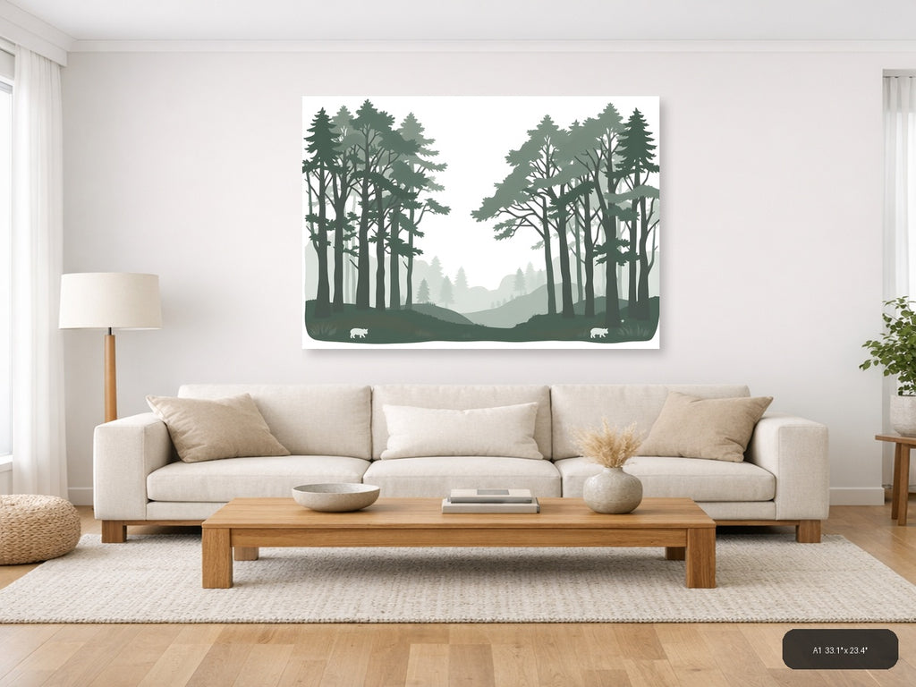 Minimalist Forest Path Landscape Wall Art — A1 / Living Room