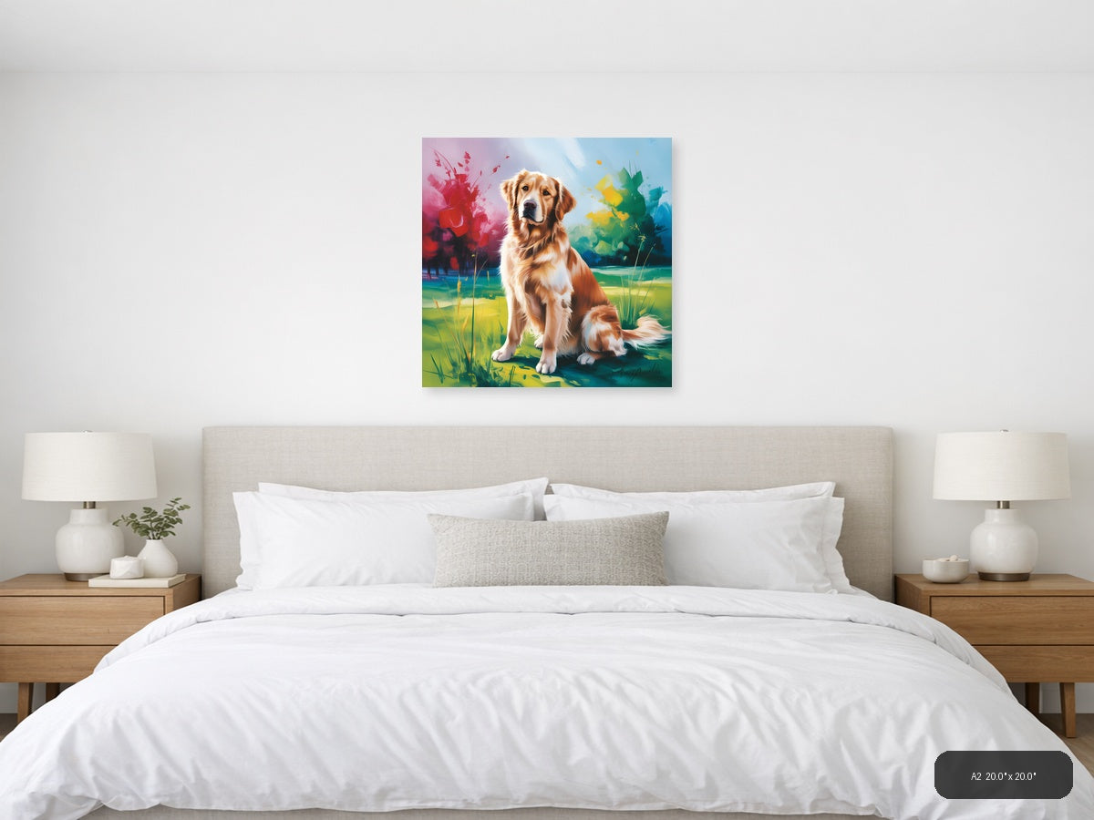 Golden Retriever Abstract Watercolor Dog Wall Art — A2 / Bedroom
