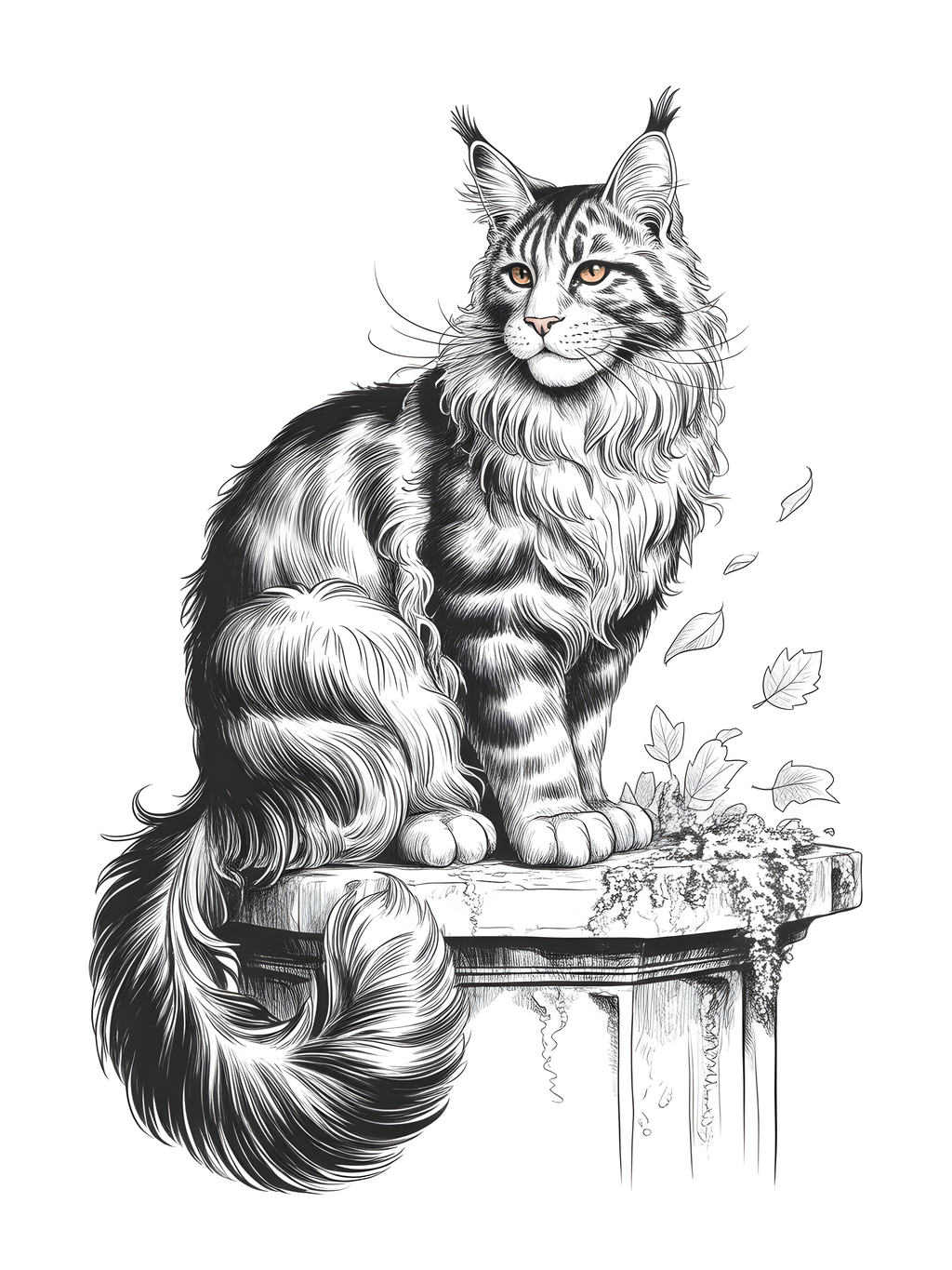 Majestic Lynx Line Art Portrait Wall Art