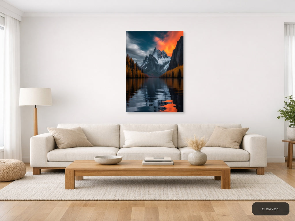 Alpine Lake Mountain Sunset Photography Wall Art — A1 / Living Room