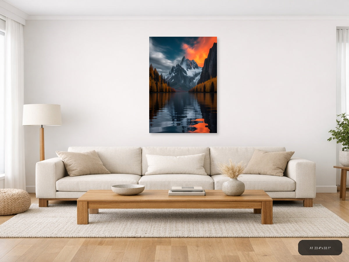 Alpine Lake Mountain Sunset Photography Wall Art — A1 / Living Room