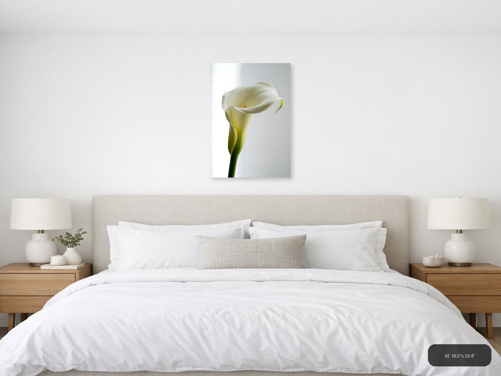 White Calla Lily Minimalist Flower Wall Art — A2 / Bedroom