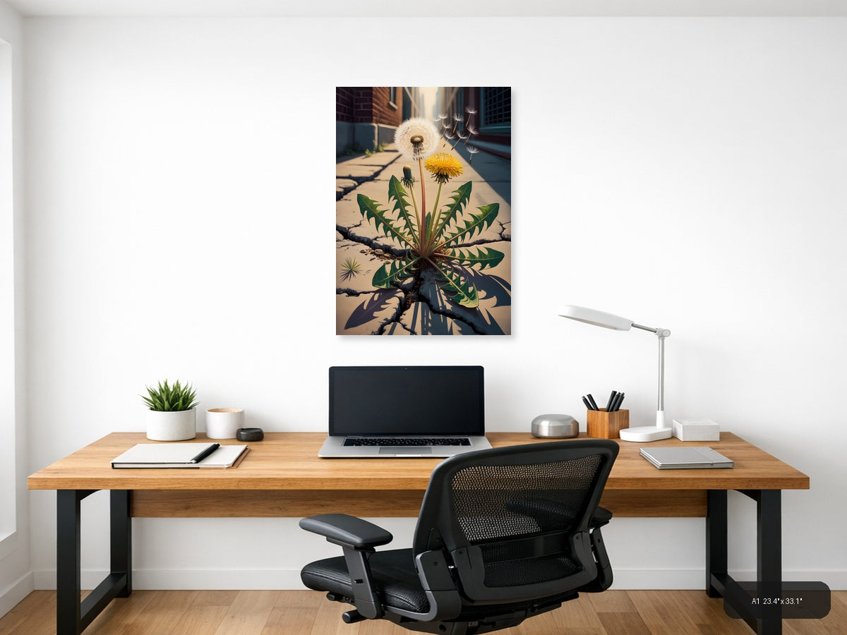 Vintage Dandelion in Urban Ruins Wall Art — A1 / Office