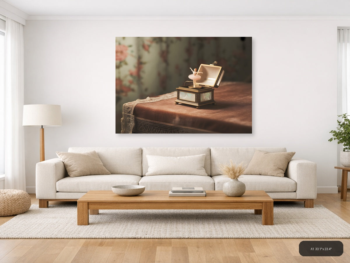 Vintage Music Box Ballerina Nostalgic Wall Art — A1 / Living Room