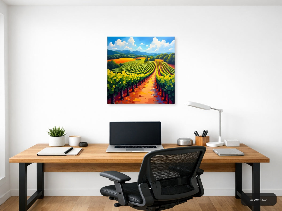 Vibrant Vineyard Landscape Abstract Wall Art — A2 / Office