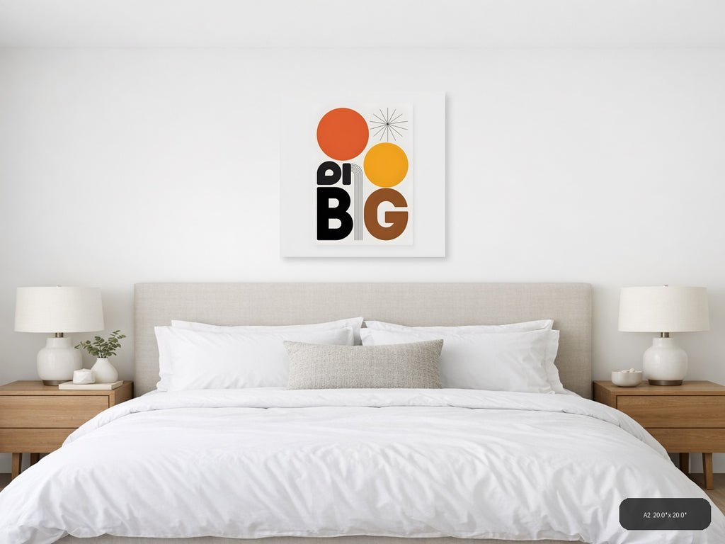 Minimalist Big Retro Sun Circle Geometric Wall Art — A2 / Bedroom
