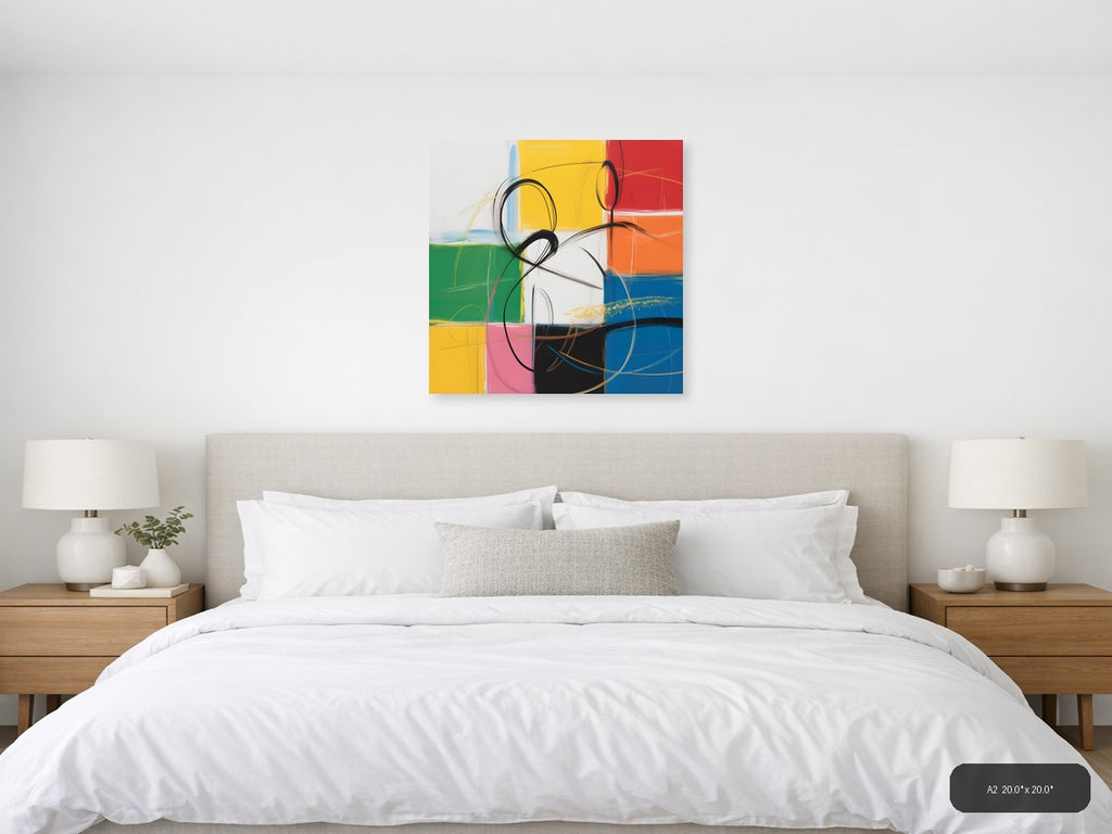 Abstract Colorblock Circles Modern Wall Art — A2 / Bedroom
