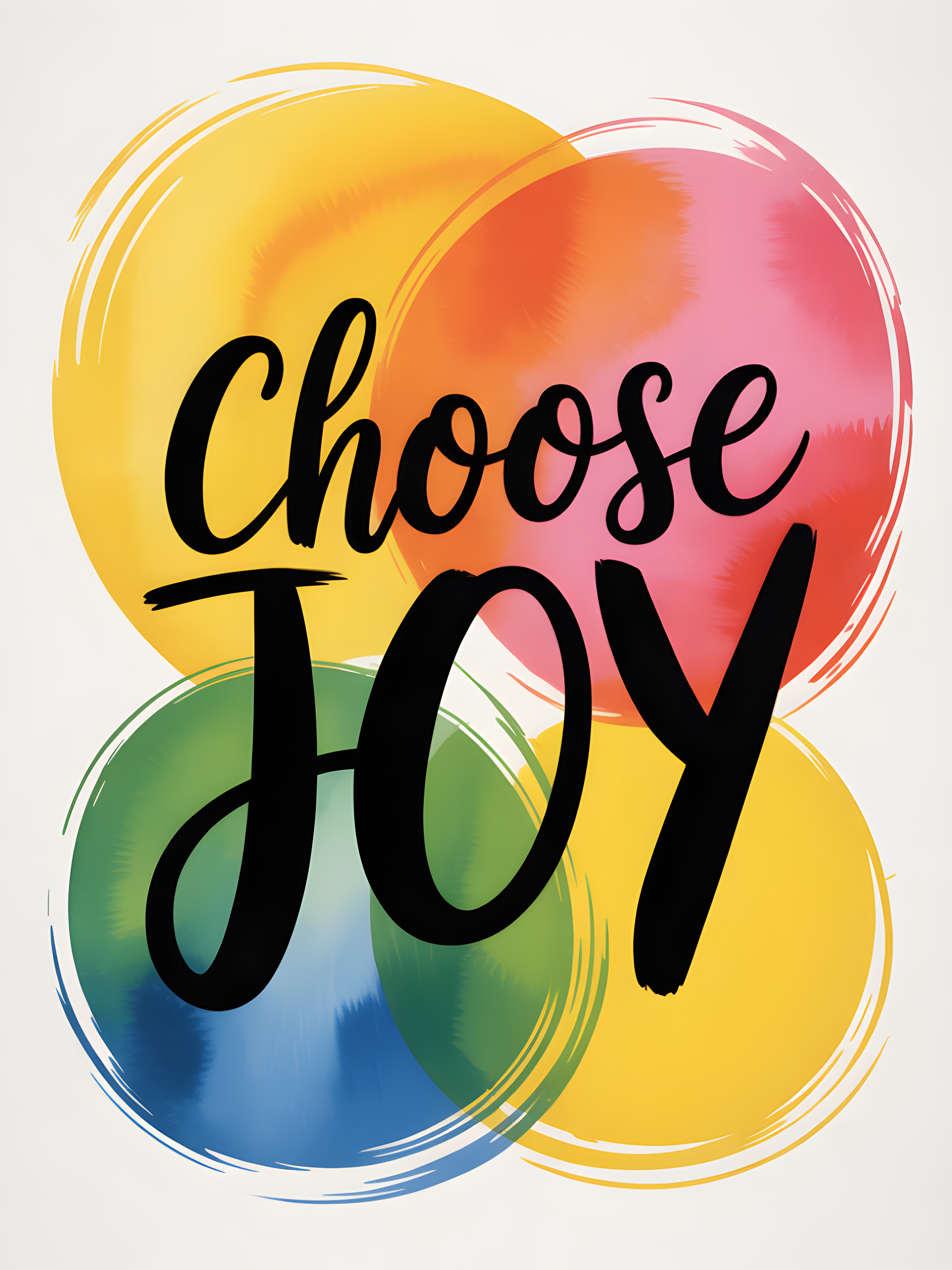 Choose Joy Watercolor Circles Motivational Wall Art