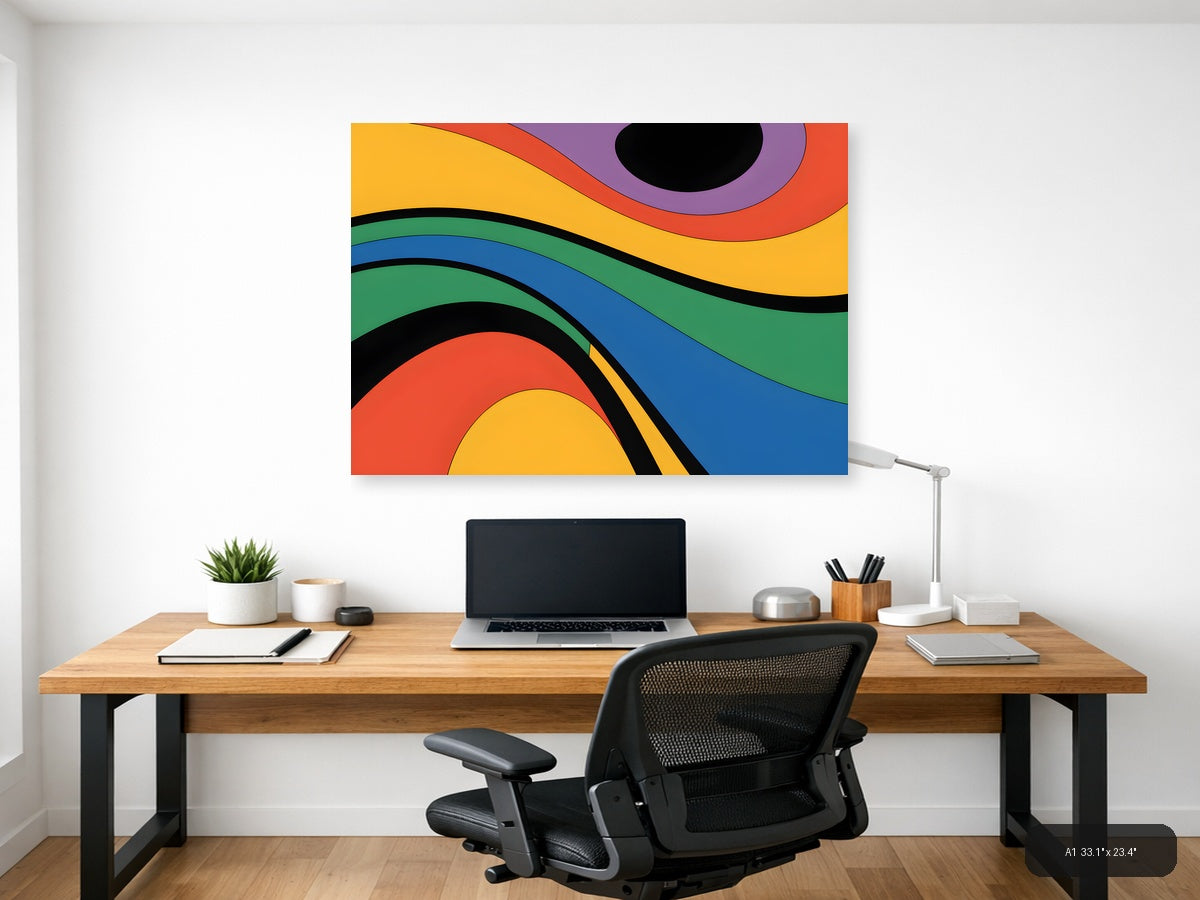 Colorful Abstract Waves Photography Wall Art — A1 / Office