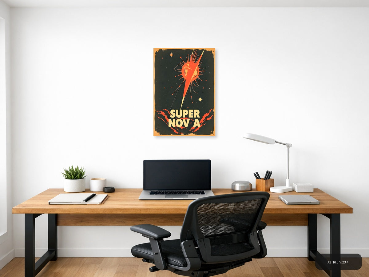 Supernova Vintage Retro Space Explosion Wall Art — A2 / Office