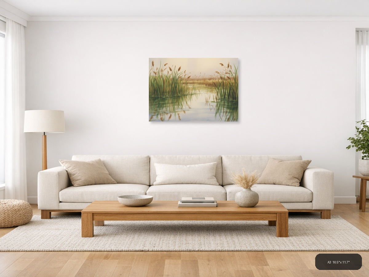 Wetland — Watercolor (Landscape) Canvas Print | Watercolor Wall Art | A4 A3 A2 A1 — A3 / Living Room