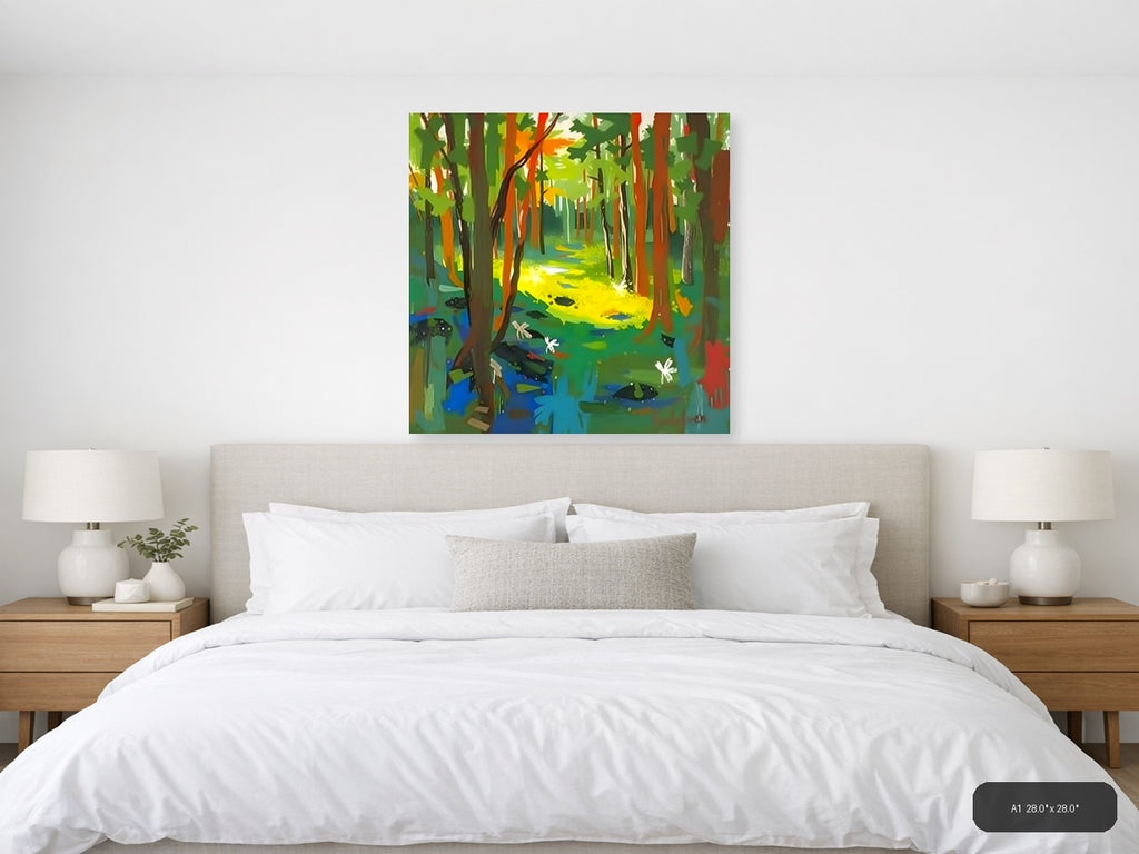Forest Stream Abstract Canvas Wall Art — A1 / Bedroom