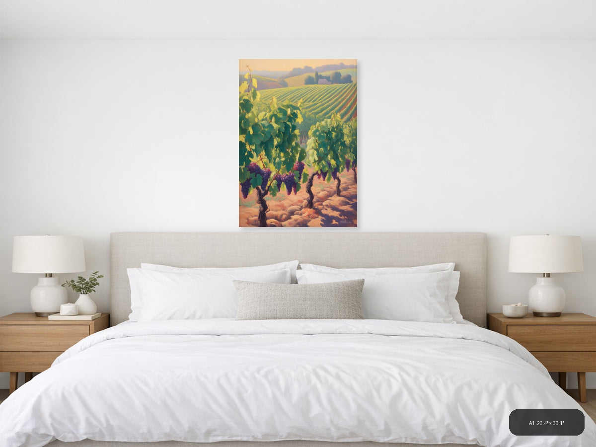 Golden Vineyard Landscape Abstract Wall Art — A1 / Bedroom