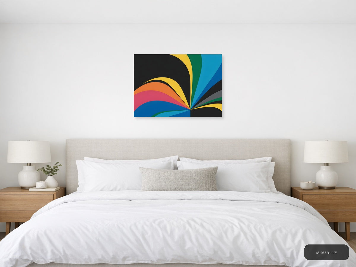 Colorful Rainbow Wave Abstract Photography Wall Art — A3 / Bedroom