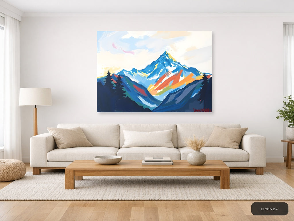 Abstract Colorful Mountain Peak Landscape Wall Art — A1 / Living Room