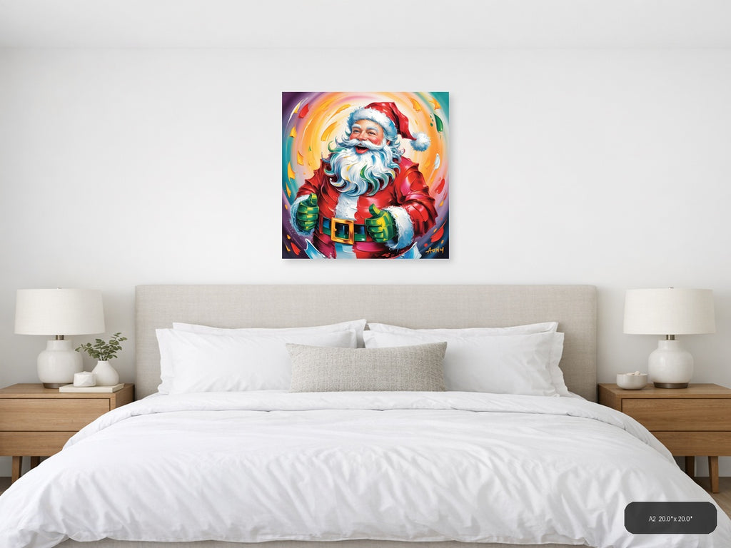 Colorful Abstract Santa Portrait Wall Art — A2 / Bedroom