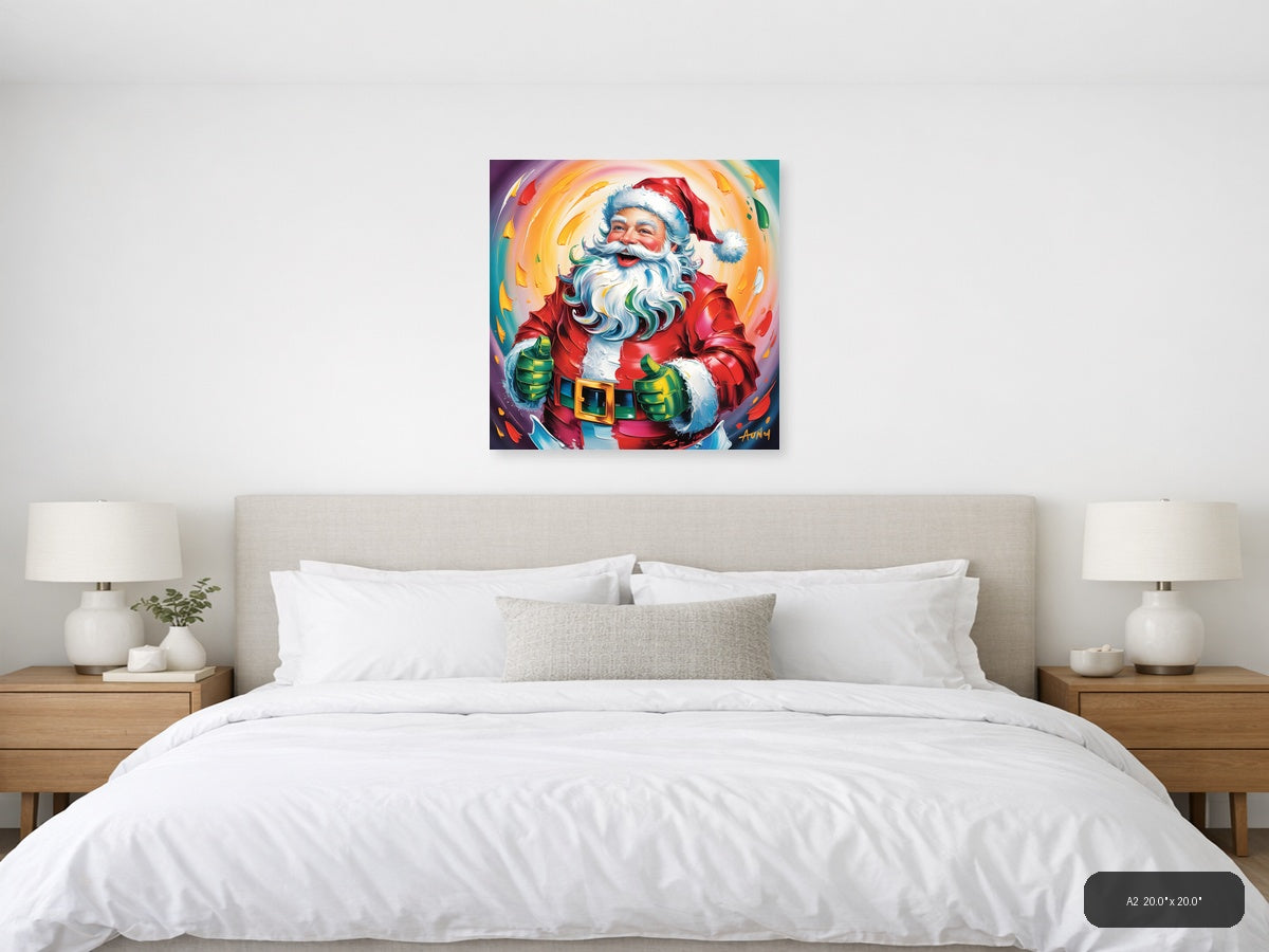 Colorful Abstract Santa Portrait Wall Art — A2 / Bedroom